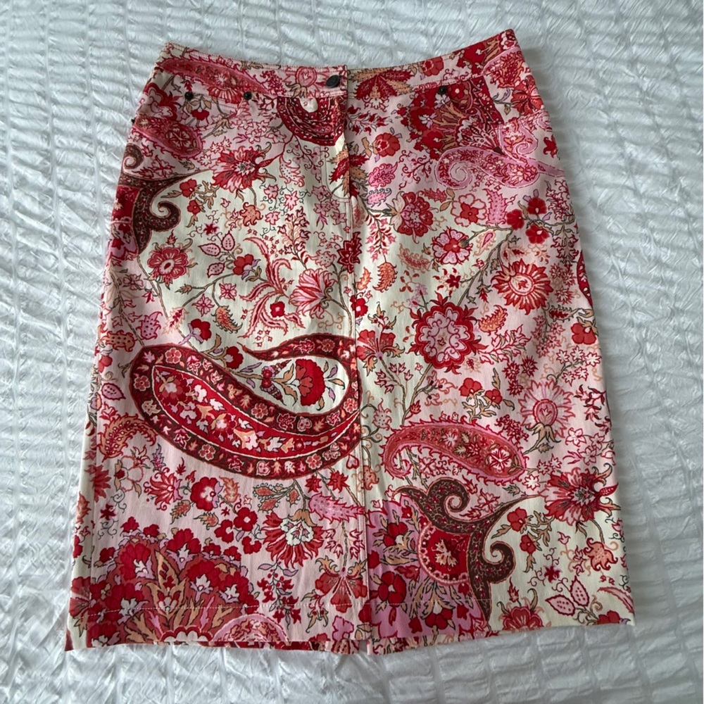 Etro Red Paisley Skirt